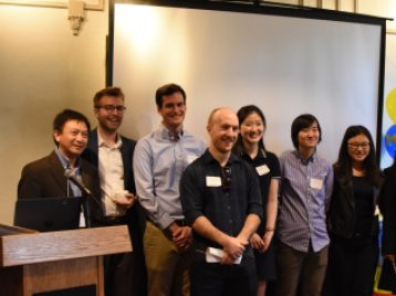 Professor Ji Zhu, Director of the Master's Programs, stands for pictures with our 2017 graduates 